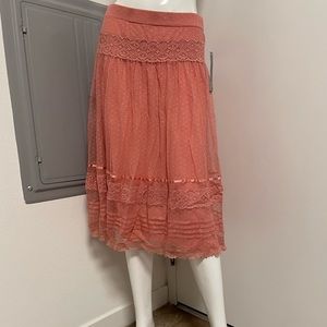 NWT Brand New Peach/Salmon colored pretty midi Skirt